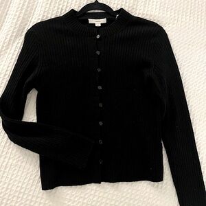 Vince black ribbed cashmere cardigan, size M
